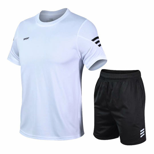 Summer Leisure Two-Piece Workout Clothes Morning Running Running Clothes Loose Round Neck T-Shirt Short Sleeves