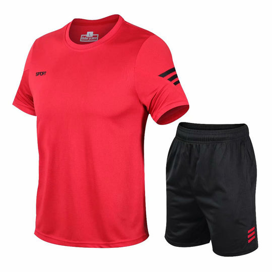 Summer Leisure Two-Piece Workout Clothes Morning Running Running Clothes Loose Round Neck T-Shirt Short Sleeves
