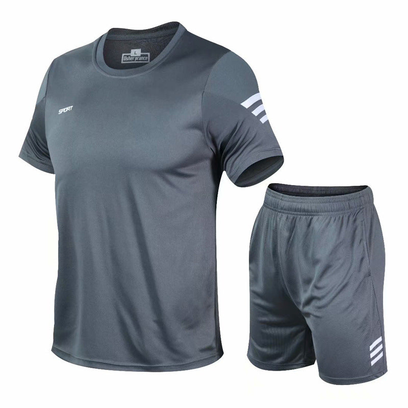 Summer Leisure Two-Piece Workout Clothes Morning Running Running Clothes Loose Round Neck T-Shirt Short Sleeves