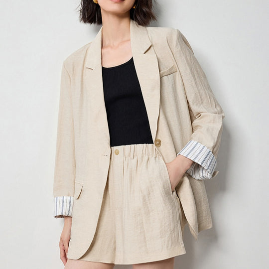 Linen Suit Jacket For Women Leisure Commute Loose