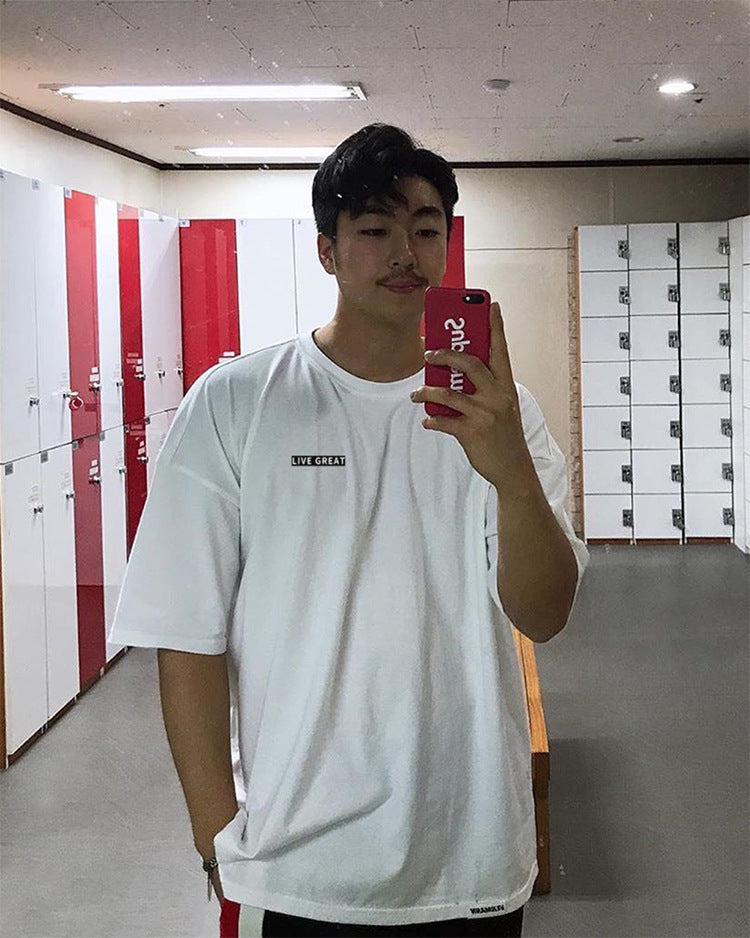 Round Neck Solid Color Short-sleeved Men's Sweat-absorbent And Breathable Sports T-shirt