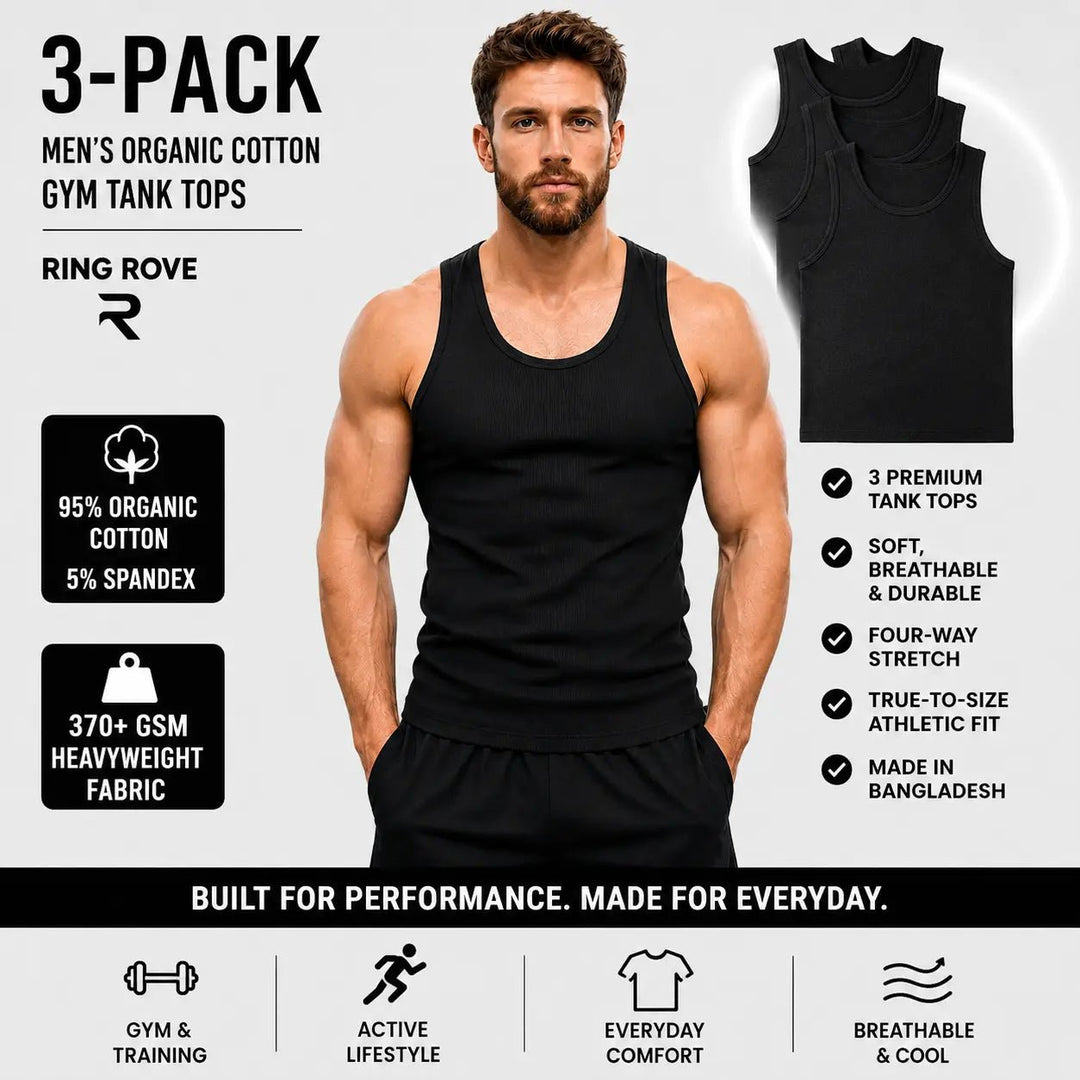 Men’s Organic Cotton Tank Tops – 3 Pack - RING ROVE