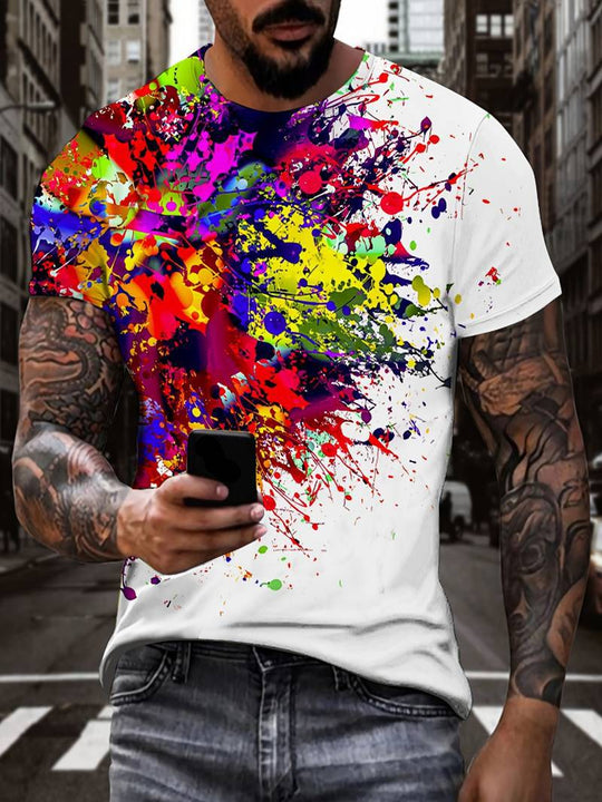 Printed Loose Breathable Sweat-proof Crew Neck Men's T-shirt
