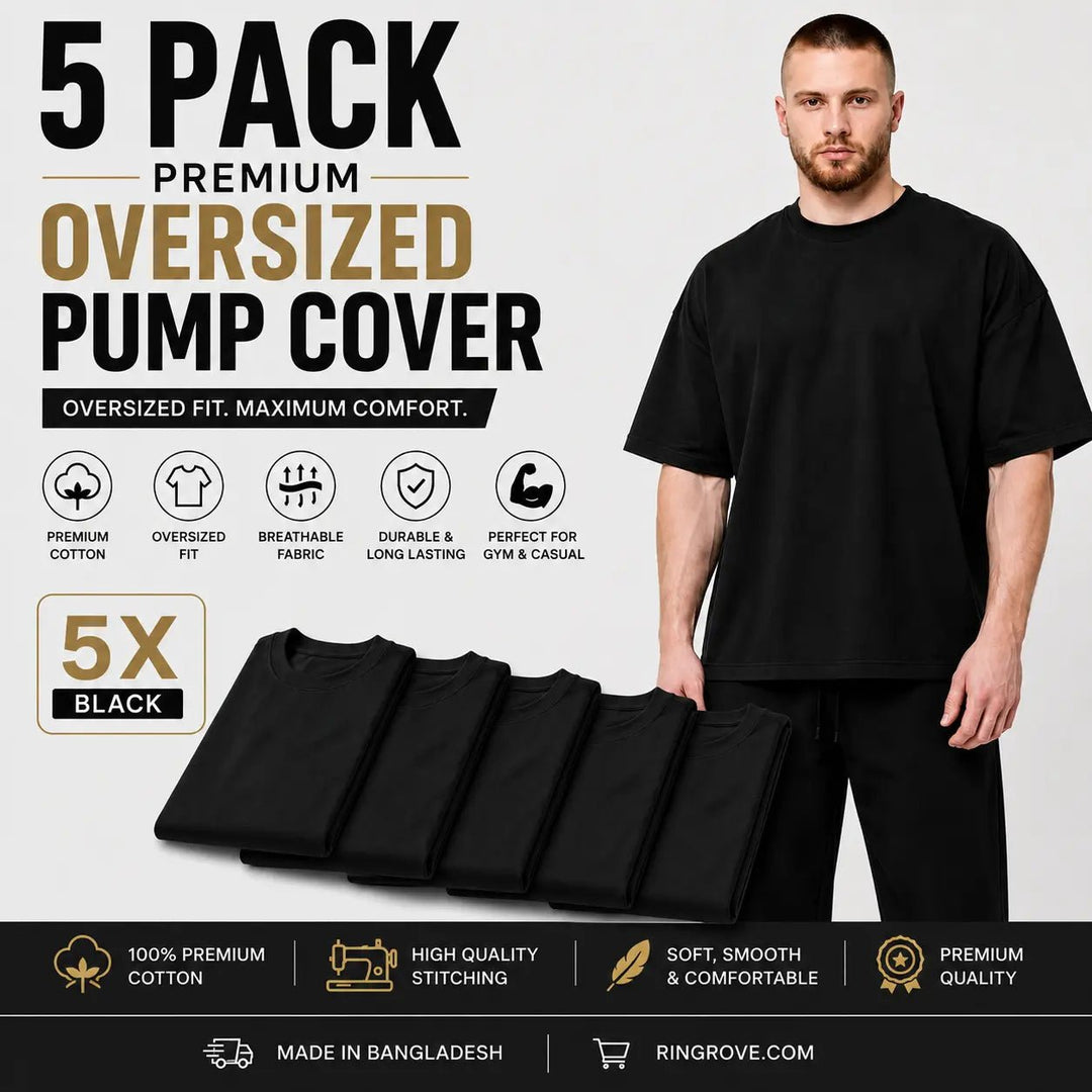 Oversized Pump Cover Gym T Shirt | Heavyweight Cotton 5 pack - RING ROVE