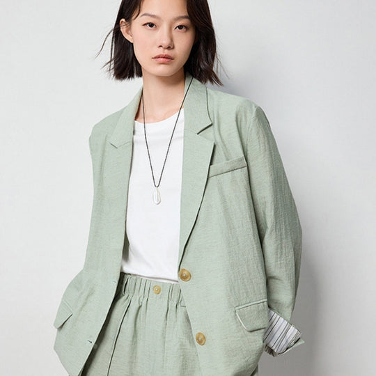 Linen Suit Jacket For Women Leisure Commute Loose