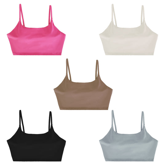 1Pc Women Strap Sport Bras Padded Strappy Crop Square Neck Low Impact Bras Sexy Fitness Tank Tops With Removable Pads Flat Straps For Gym Yoga Workout Running