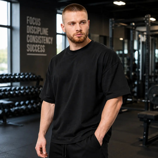 Men's Premium Oversized Pump Cover | Heavyweight 100% Cotton Gym T-Shirt