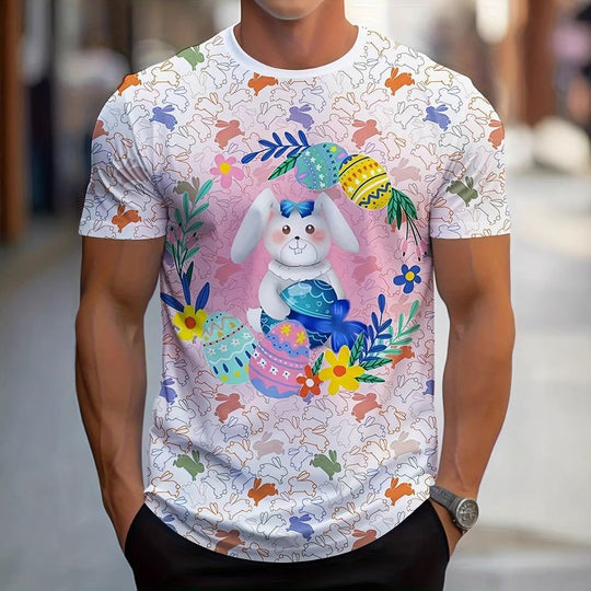 Printed Loose Breathable Sweat-proof Crew Neck Men's T-shirt