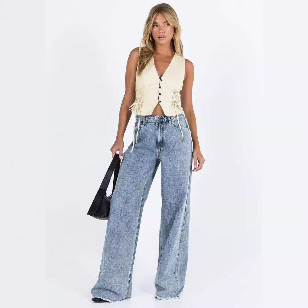 SC European And American Leisure Loose Denim Trousers Women