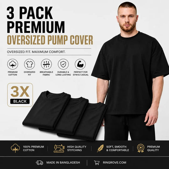 Oversized Pump Cover Gym T-Shirt - Heavyweight Cotton 3 Pack - RING ROVE